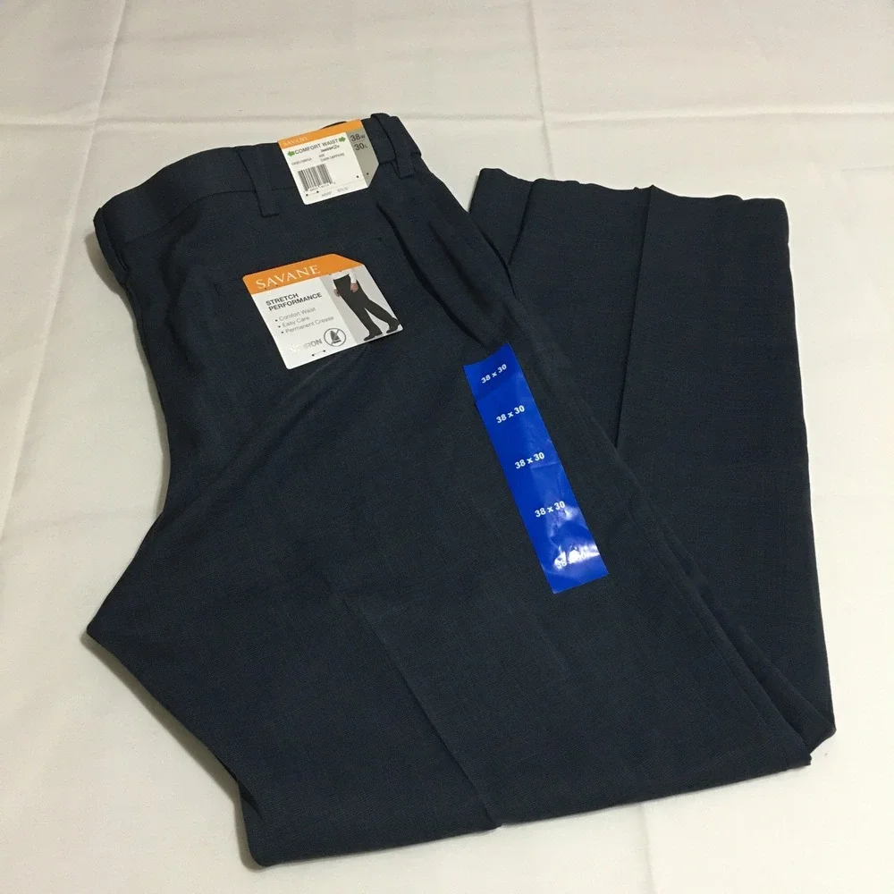 Savane Dress Pants Mens 38x30 Dark Sapphire Stretch Performance NWT $75.00